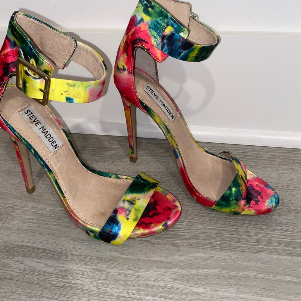 Steve Madden Open Toe Heels,Multi Color, Floral - image 3